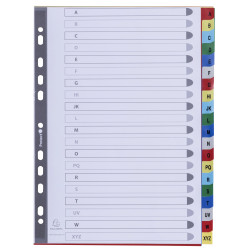 Intercalaires imprimés alphabétiques PP couleurs 12/100 AZ - A4
