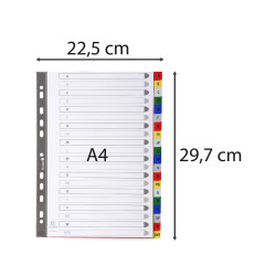 Intercalaires imprimés alphabétiques PP couleurs 12/100 AZ - A4