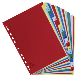 Intercalaires imprimés alphabétiques PP couleurs 12/100 AZ - A4