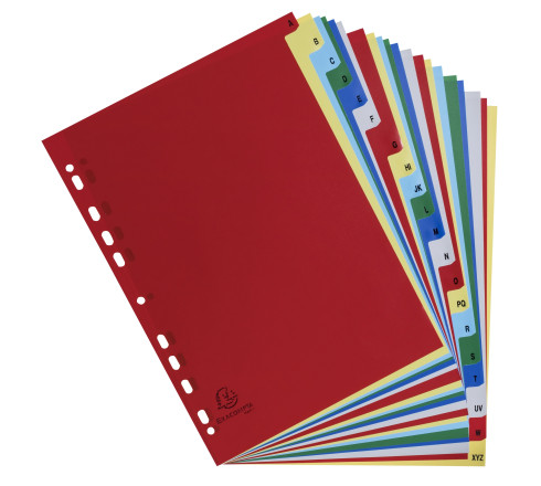 Intercalaires imprimés alphabétiques PP couleurs 12/100 AZ - A4