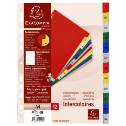 Intercalaires imprimés mensuels PP couleurs Janv-Décembre - A4