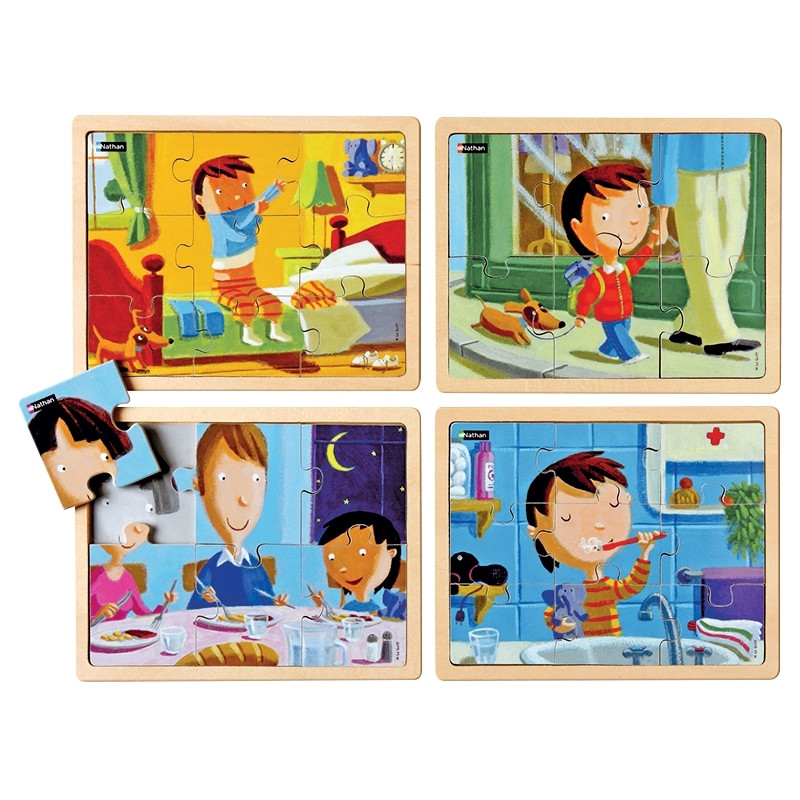 Lot de 4 puzzles, ma journée