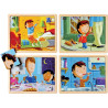 Lot de 4 puzzles, ma journée