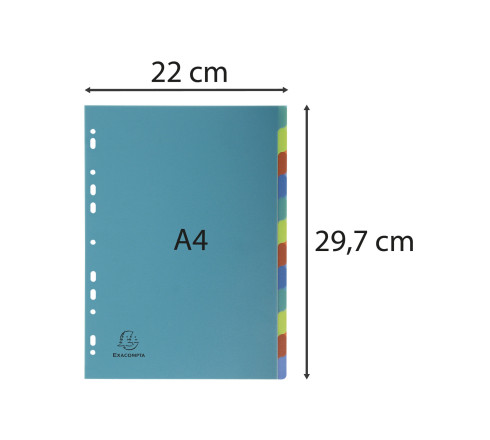 Intercalaires polypropylène recyclé Forever® 12 positions - A4