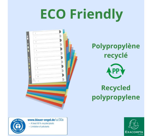 Intercalaires polypropylène recyclé Forever® 12 positions - A4