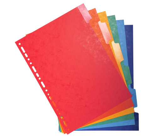 Intercalaires Carte lustrée 225g avec onglets renforcés - 6 positions - A4
