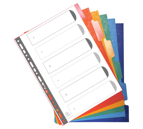 Intercalaires Carte lustrée 225g avec onglets renforcés - 6 positions - A4