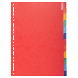 Intercalaires Carte lustrée 225g avec onglets renforcés - 12 positions - A4