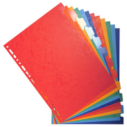 Intercalaires Carte lustrée 225g avec onglets renforcés - 12 positions - A4