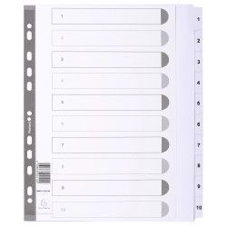 Intercalaires imprimés à touches plastifiées - 10 touches 1 à 10 - A4 maxi