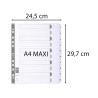 Intercalaires imprimés à touches plastifiées - 10 touches 1 à 10 - A4 maxi