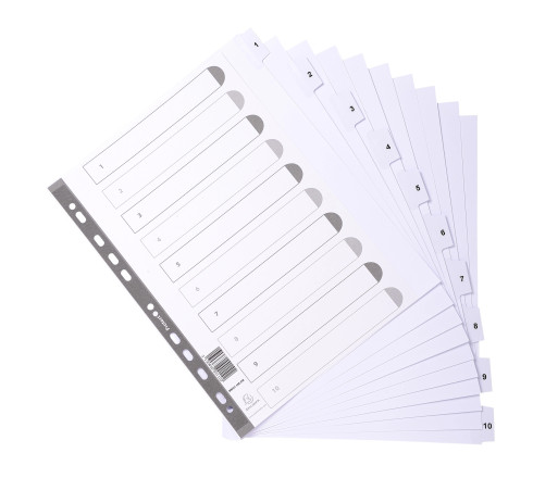 Intercalaires imprimés à touches plastifiées - 10 touches 1 à 10 - A4 maxi