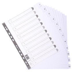 Intercalaires imprimés à touches plastifiées - 12 touches 1 à 12 - A4 maxi
