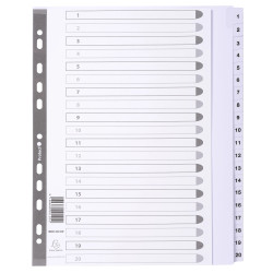 Intercalaires imprimés à touches plastifiées - 20 touches 1 à 20 - A4 maxi