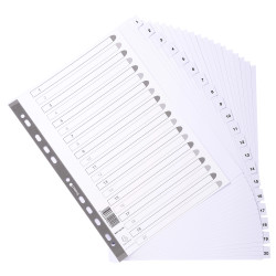 Intercalaires imprimés à touches plastifiées - 20 touches 1 à 20 - A4 maxi