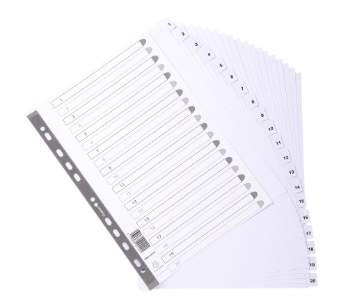 Intercalaires imprimés à touches plastifiées - 20 touches 1 à 20 - A4 maxi