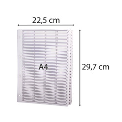 Intercalaires imprimés à touches plastifiées - 100 touches 1 à 100 - A4