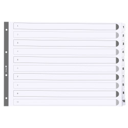 Intercalaires imprimés à touches plastifiées - 10 touches 1 à 10 - A3