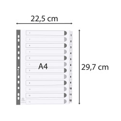 Intercalaires imprimés à touches plastifiées - 12 touches 1 à 12 - A4