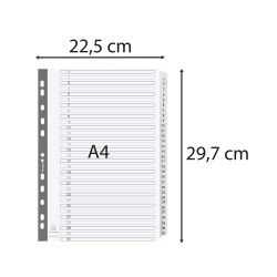 Intercalaires imprimés à touches plastifiées - 31 touches 1 à 31 - A4