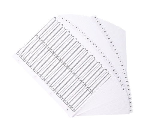 Intercalaires imprimés à touches plastifiées - 50 touches 1 à 50 - A4