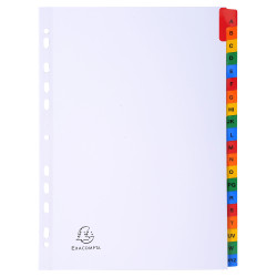 Intercalaires Imprimés alphabétiques carte blanche 160g - 20 positions - A4