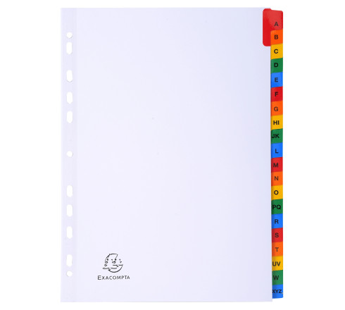 Intercalaires Imprimés alphabétiques carte blanche 160g - 20 positions - A4