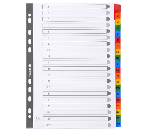 Intercalaires Imprimés alphabétiques carte blanche 160g - 20 positions - A4