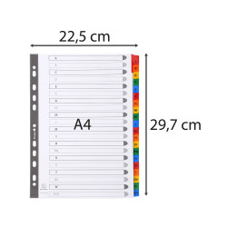 Intercalaires Imprimés alphabétiques carte blanche 160g - 20 positions - A4