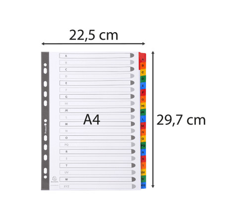 Intercalaires Imprimés alphabétiques carte blanche 160g - 20 positions - A4