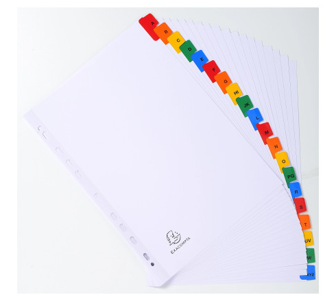 Intercalaires Imprimés alphabétiques carte blanche 160g - 20 positions - A4