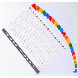 Intercalaires Imprimés alphabétiques carte blanche 160g - 20 positions - A4