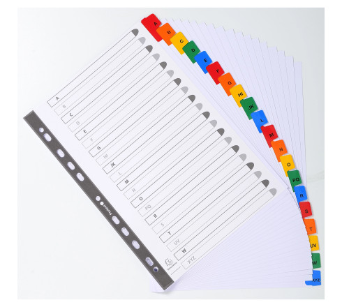 Intercalaires Imprimés alphabétiques carte blanche 160g - 20 positions - A4