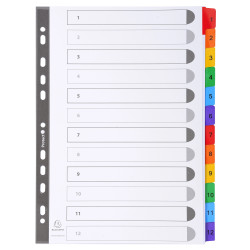 Intercalaires Imprimés numériques carte blanche 160g- 12 positions - A4