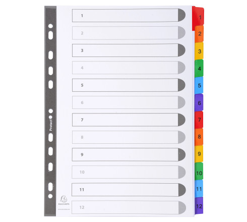 Intercalaires Imprimés numériques carte blanche 160g- 12 positions - A4