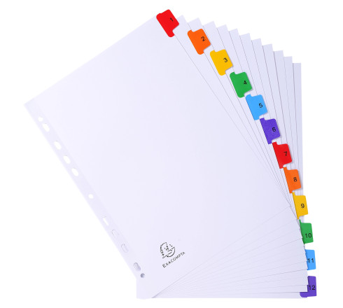 Intercalaires Imprimés numériques carte blanche 160g- 12 positions - A4