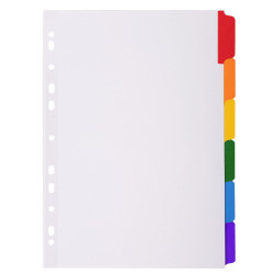 Intercalaires carte blanche 160g avec onglets couleurs renforcés - 6 positions - A4