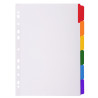 Intercalaires carte blanche 160g avec onglets couleurs renforcés - 6 positions - A4