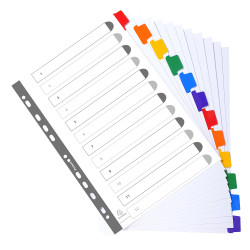 Intercalaires carte blanche 160g avec onglets couleurs renforcés - 12 positions - A4