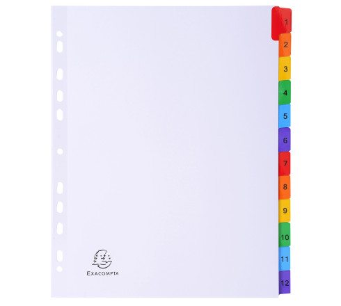 Intercalaires Imprimés numériques carte blanche 160g- 12 positions - A4 Maxi