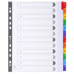 Intercalaires Imprimés numériques carte blanche 160g- 12 positions - A4 Maxi