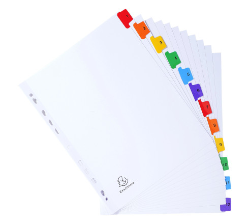 Intercalaires Imprimés numériques carte blanche 160g- 12 positions - A4 Maxi