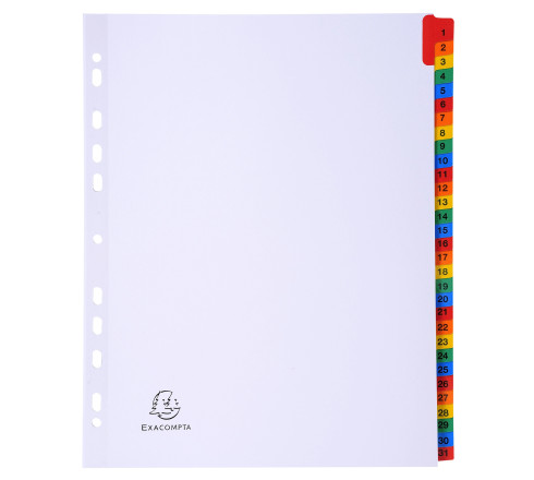 Intercalaires Imprimés numériques carte blanche 160g- 31 positions - A4 Maxi