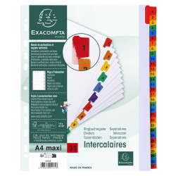 Intercalaires Imprimés numériques carte blanche 160g- 31 positions - A4 Maxi