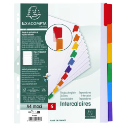 Intercalaires carte blanche 160g - 6 positions - A4+