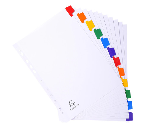Intercalaires carte blanche 160g - 12 positions - A4+