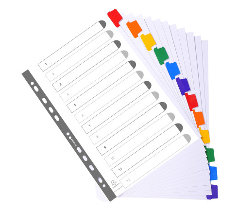Intercalaires carte blanche 160g - 12 positions - A4+