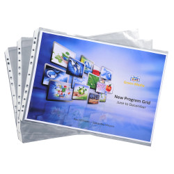 Sachet de 10 pochettes perforées PVC lisse 12/100e - A3 horizontal