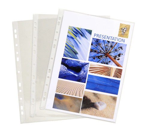 Étui carton de 100 pochettes perforées - PVC lisse - A4