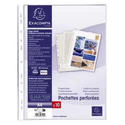 Sachet de 10 pochettes perforées - PVC lisse - A4